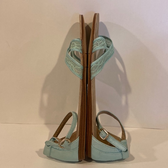 Toms Correa Light Blue Lace Ankle Strap Sandals Size 10 - Picture 6 of 12